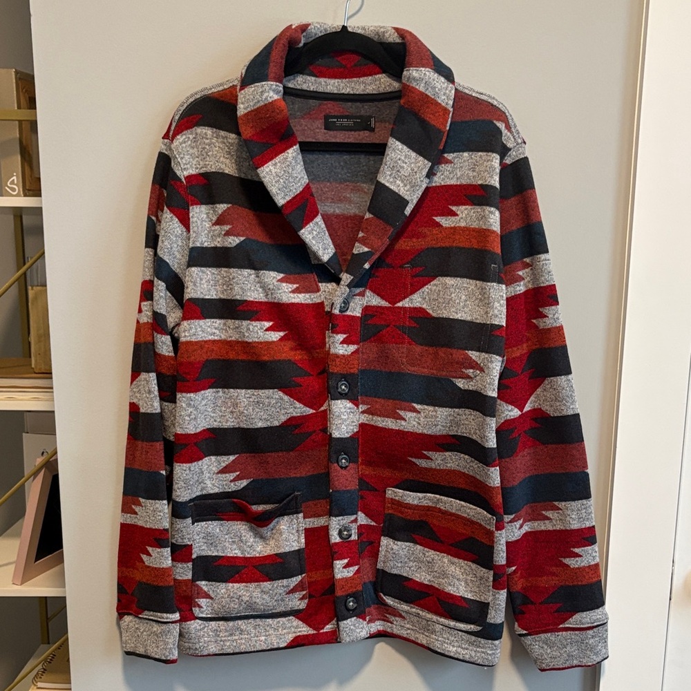 Junk Food Southwestern Print Sweater Knit Fleece Cardigan